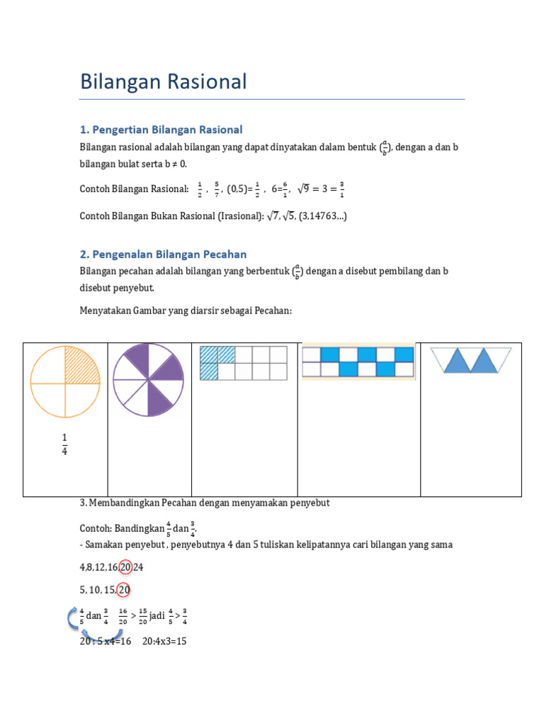 Pengertian dan Perbandingan Bilangan Rasional | PDF