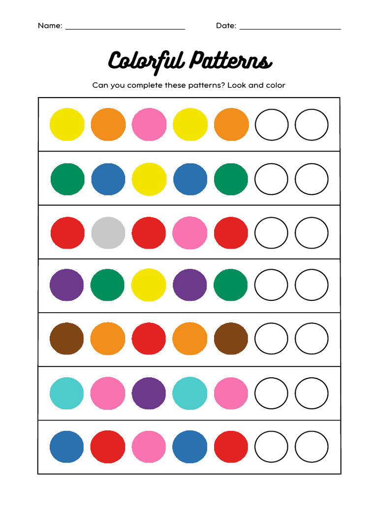 White Colorful Patterns Worksheet | PDF
