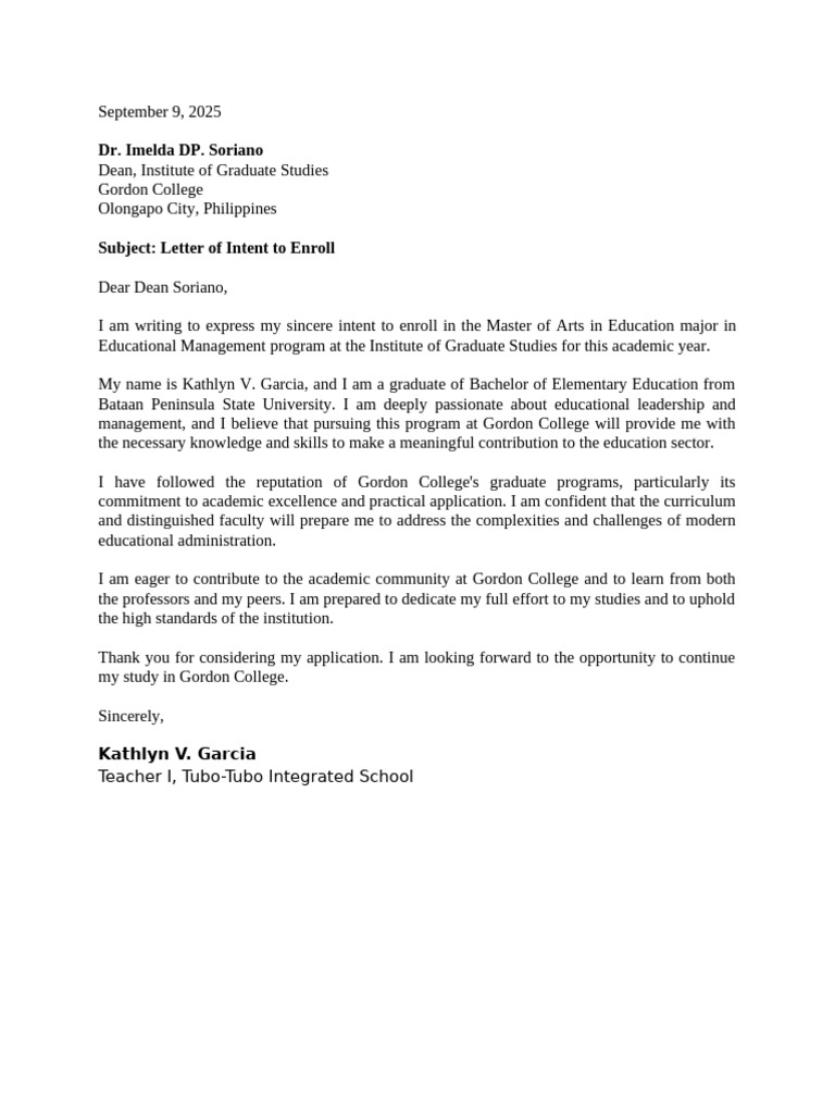 Letter of Intent | PDF