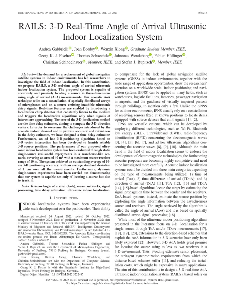 RAILS 3-D Real-Time Angle of Arrival Ultrasonic in 240108 151325 | PDF ...