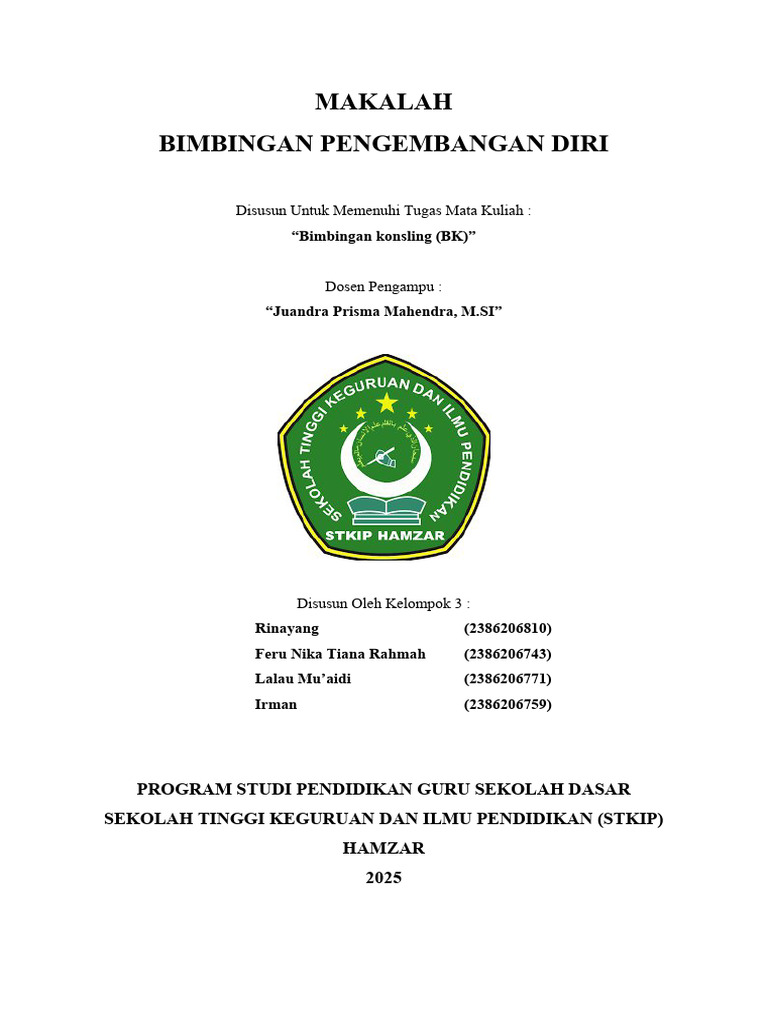 Bimbingan Pengembangan Diri dalam Pendidikan | PDF