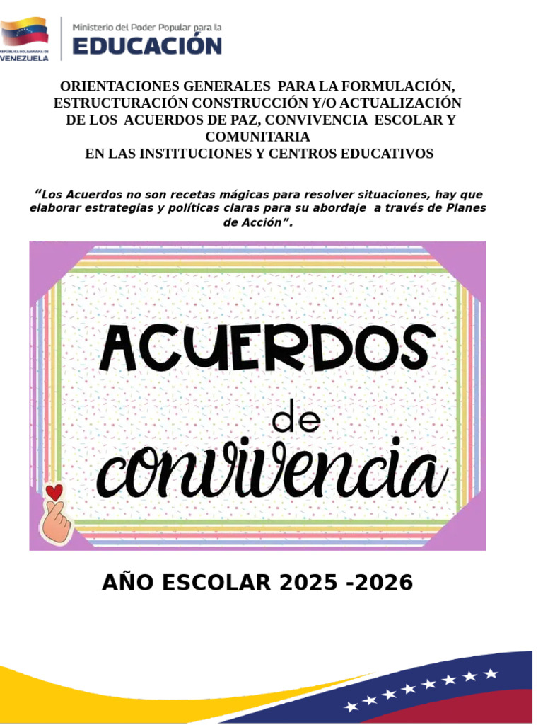 Acuerdos de Paz y Convivencia Escolar | PDF | Maestros | Institución
