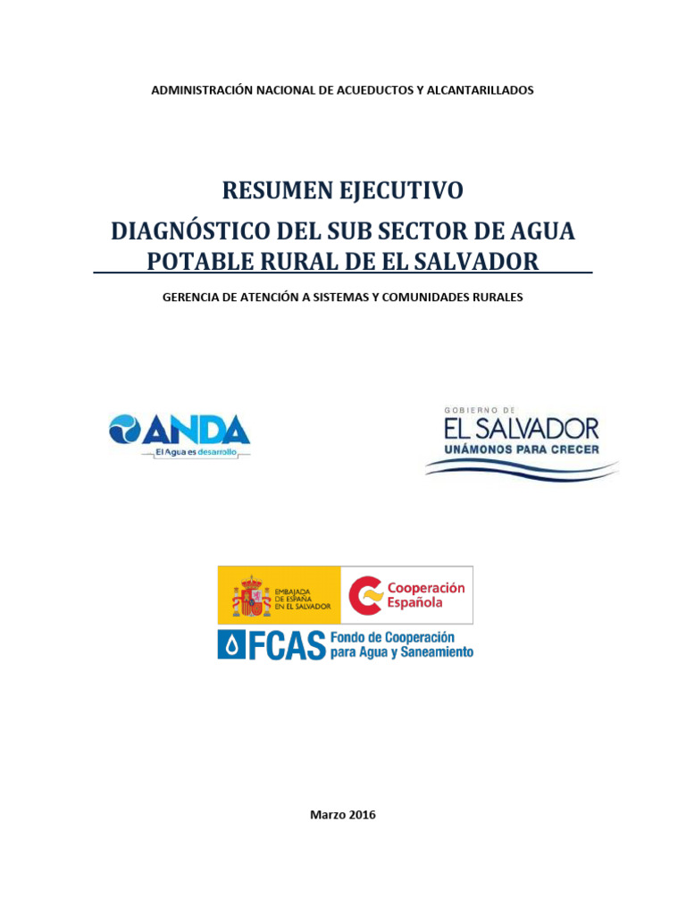 Diagnóstico Agua Potable Rural El Salvador | PDF | Agua | Agua potable