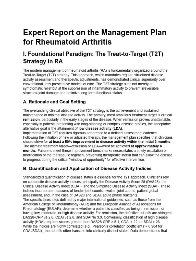 Rheumatoid Arthritis Management Plan | PDF | Rheumatoid Arthritis ...