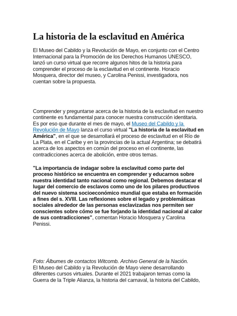 La Historia de La Esclavitud en América | PDF | Esclavitud | Esclavitud ...