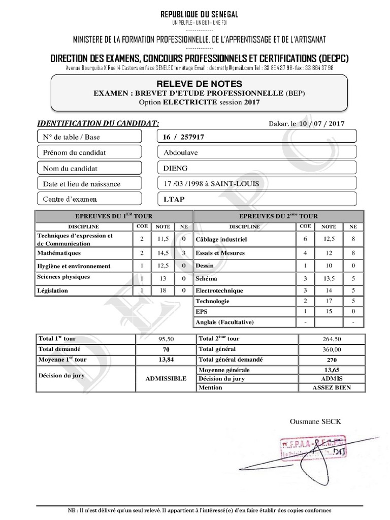 DOC-relever de Note | PDF