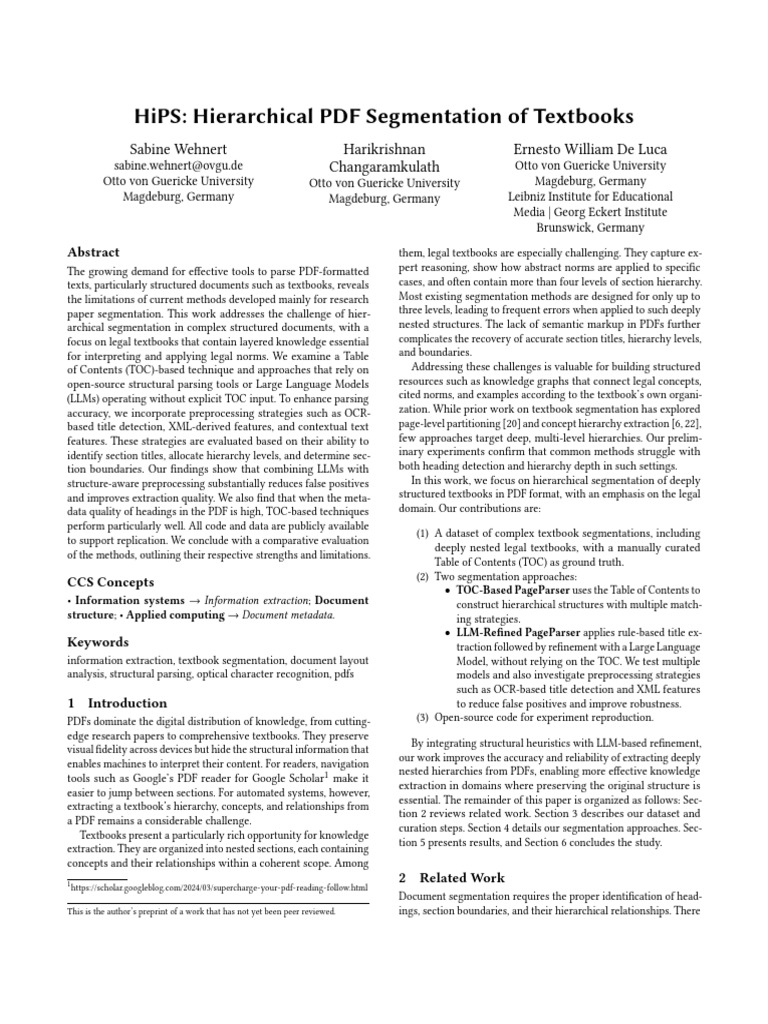 Hierarchical PDF Segmentation for Textbooks | PDF | Image Segmentation ...