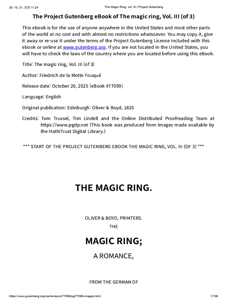 The Magic Ring, Vol. III - Project Gutenberg | PDF