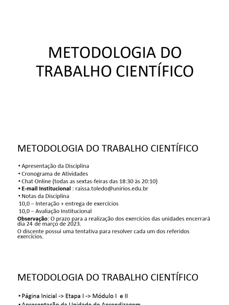 Metodologia do Trabalho Científico | PDF | Citação | Science