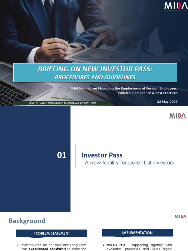 Slides MIDA SOP & Guidelines Investor Pass | PDF | Cost Of Living ...