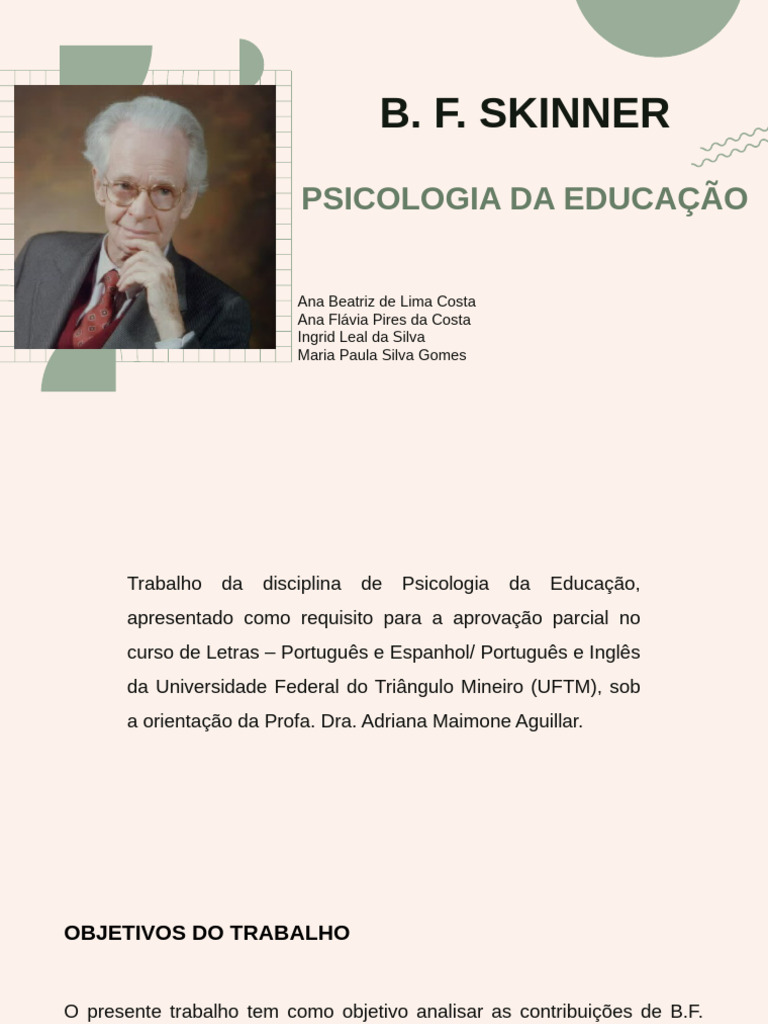 Psicologia Da Educação - Skinner (1) PRONTO | PDF | Behaviorismo ...