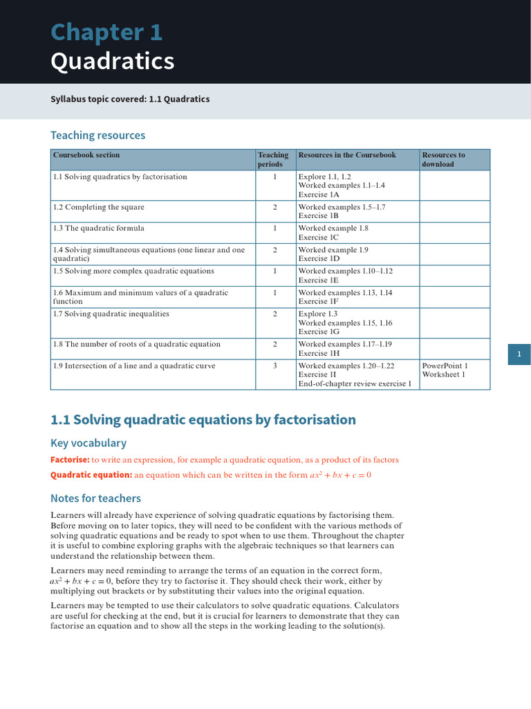 Quadratic Equations Teaching Resources | PDF | Quadratic Equation ...