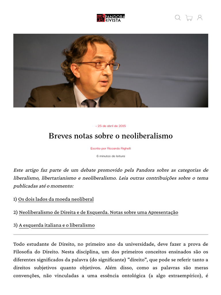 Breves notas sobre neoliberalismo | PDF | Neoliberalismo | Economia