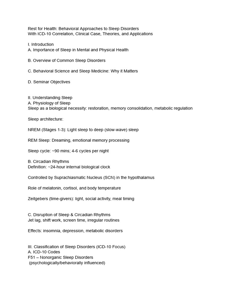 Rest For Health Behavioral Approaches To Sleep Disorders | PDF | Sleep ...