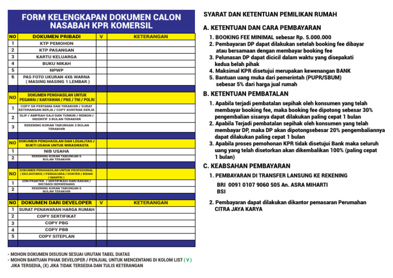 Dokumen KPR Komersil: Persyaratan dan Prosedur | PDF