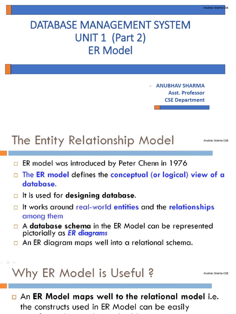 DBMS Unit 1 (Part 2) ER Diagram TBT Anubhav Sharma CSE | PDF