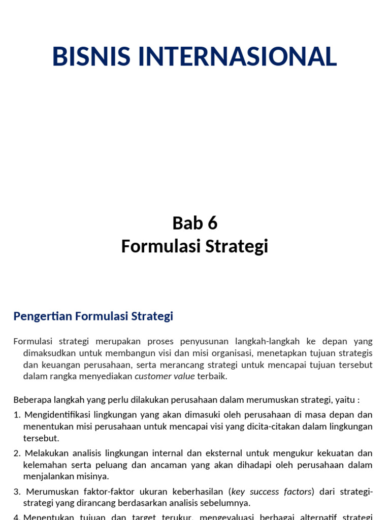 Pengertian dan Tahapan Formulasi Strategi | PDF