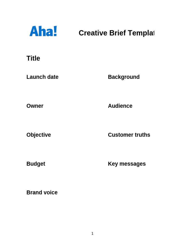 Creative Brief Excel Template | PDF