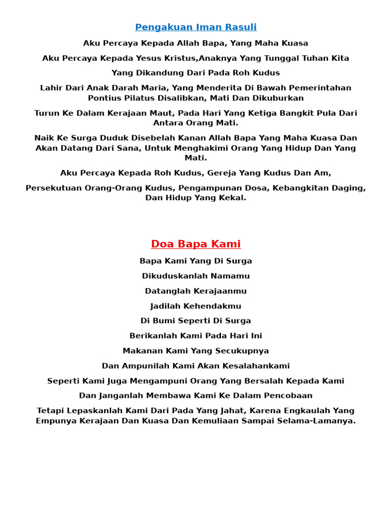 Pengakuan Iman Rasuli Kristen | PDF