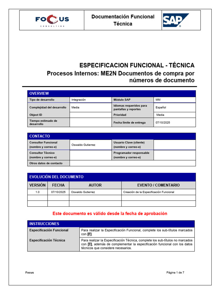 Especificación Técnica ME2N SAP | PDF | Base de datos relacional ...