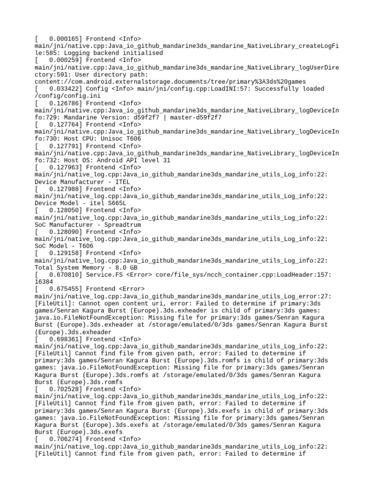 3DS Game File Error Logs | PDF | Computing Platforms | Computer ...