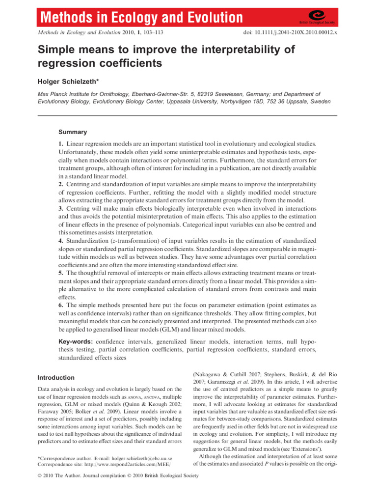 Simple Means To Improve The Interpretability of Regression Coefficients ...