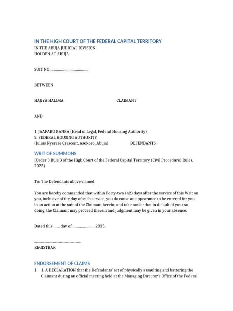 Assault Case Against FHA Head of Legal | PDF | Deposition (Law) | Damages