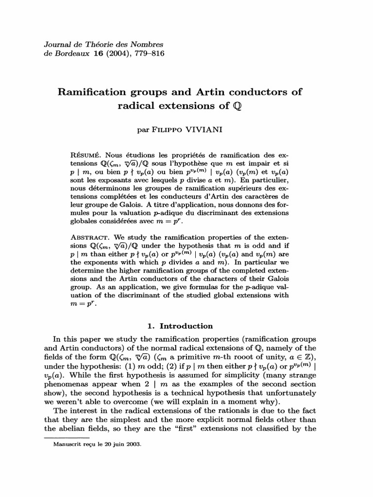 Ramification Groups in Radical Extensions | PDF | Field (Mathematics ...
