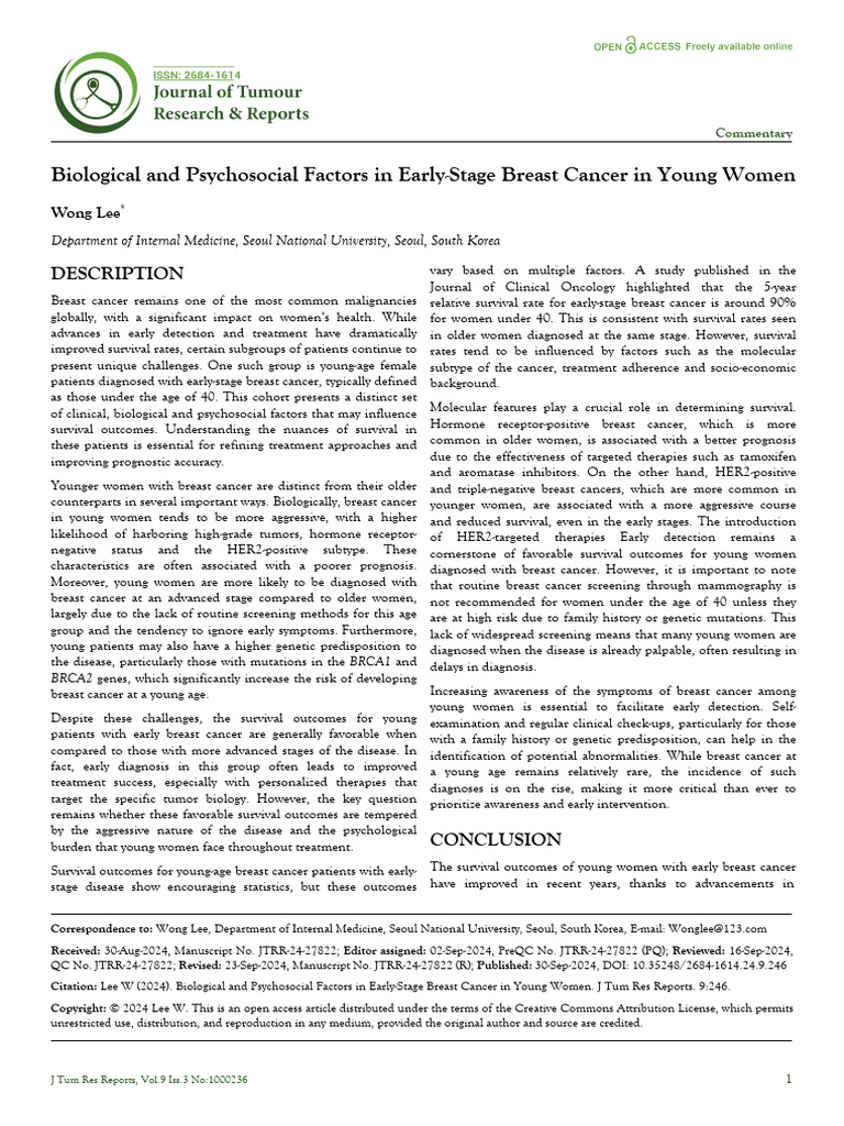 Young Women with Early-Stage Breast Cancer | PDF | Breast Cancer | Cancer