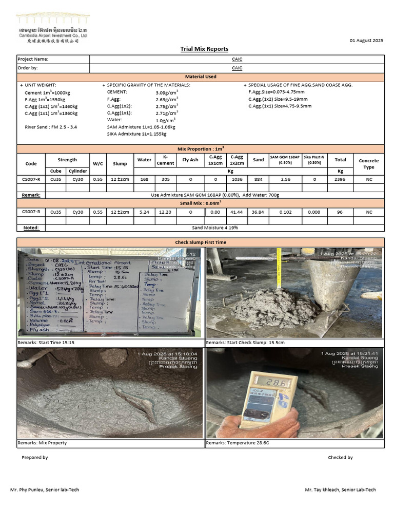 Concrete Trial Mix and Testing Report | PDF | Concrete | Building Materials