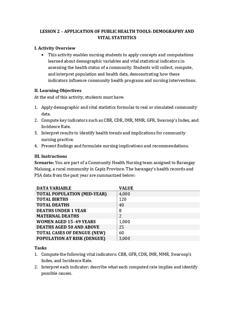 Demographic Tools in Community Health | PDF