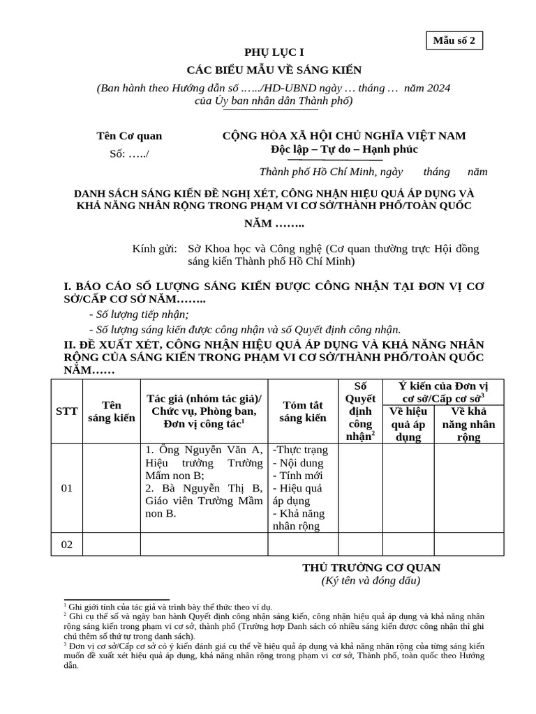 Phu Luc 1 - Mau So 2 | PDF