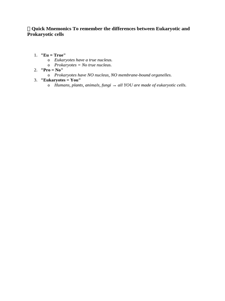 Eukaryotic and Prokaryotic Cells | PDF