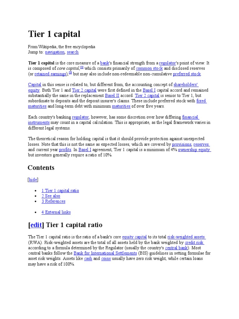 Tier 1 Capital Tier 1 Capital Capital Requirement
