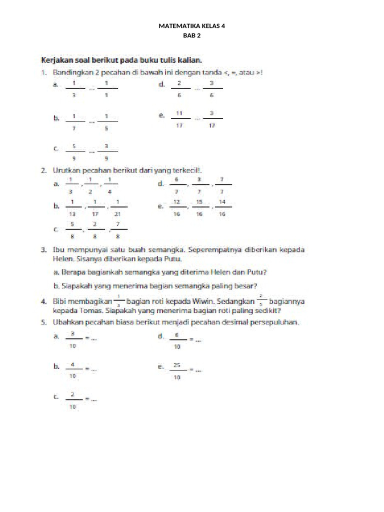 Matematika Kelas 4 Bab 2 Ke 1 | PDF