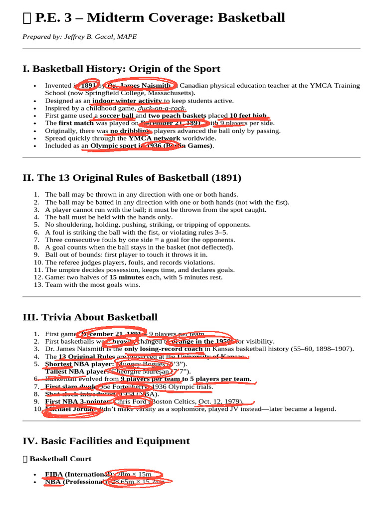 Pe 3 Midterm Lesson Basketball | PDF | Games Of Physical Skill | Ball Games