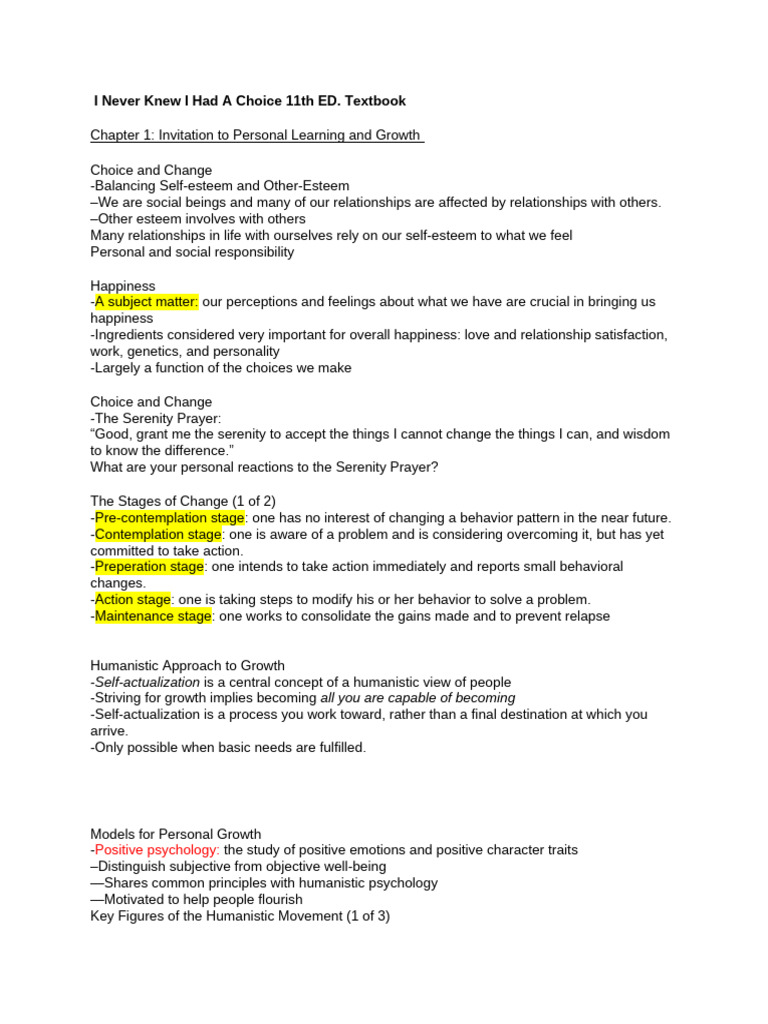 Personal Growth and Choice Dynamics | PDF | Self Actualization ...