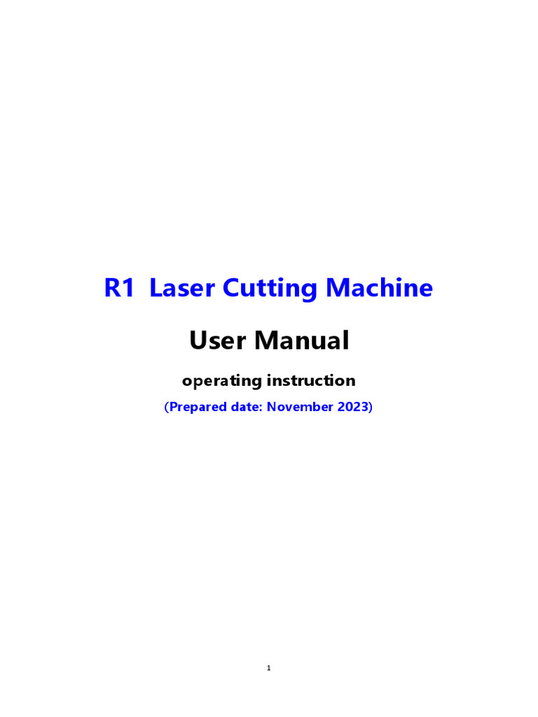 R1 Laser Cutting Machine User Manual | PDF | High Voltage | Laser