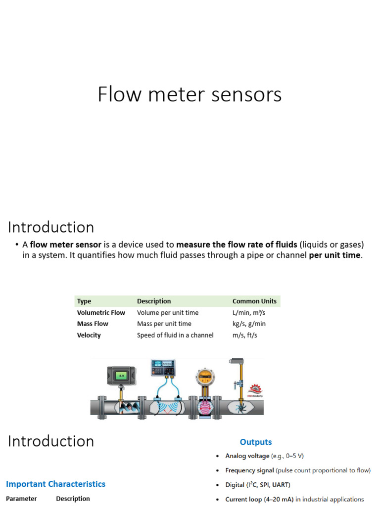 Types and Applications of Flow Meter Sensors | PDF | Flow Measurement ...