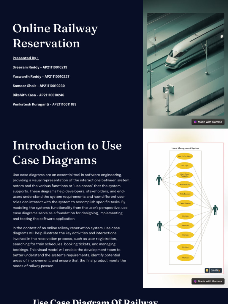 Online Railway Reservation System Guide | PDF | User (Computing) | Use Case