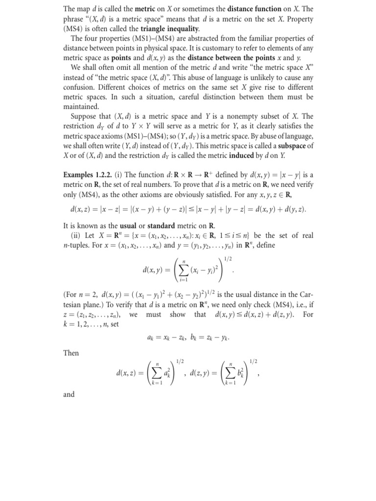 Metric Spaces - Vasudeva | PDF | Metric Space | Function (Mathematics)