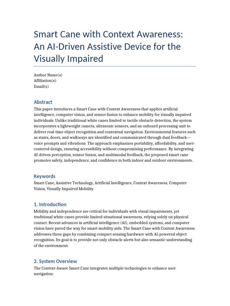 Smart Cane Context Awareness | PDF | Computer Science | Computing
