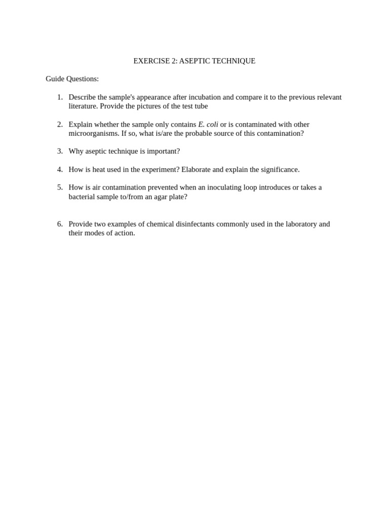 Aseptic Technique in Microbiology Lab | PDF