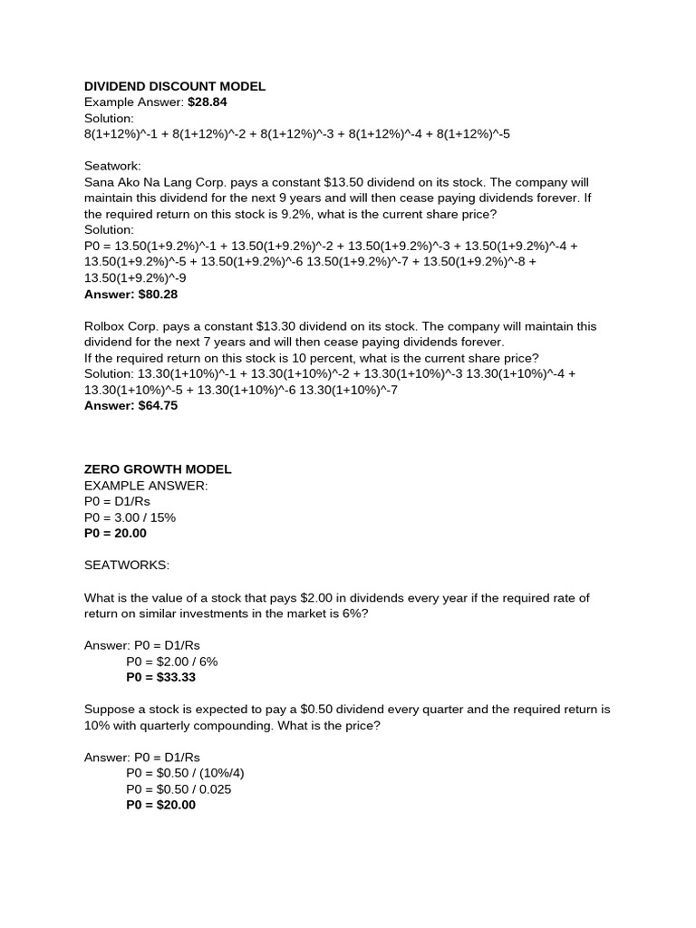 Dividend Valuation Models Explained | PDF | Book Value | Equity (Finance)