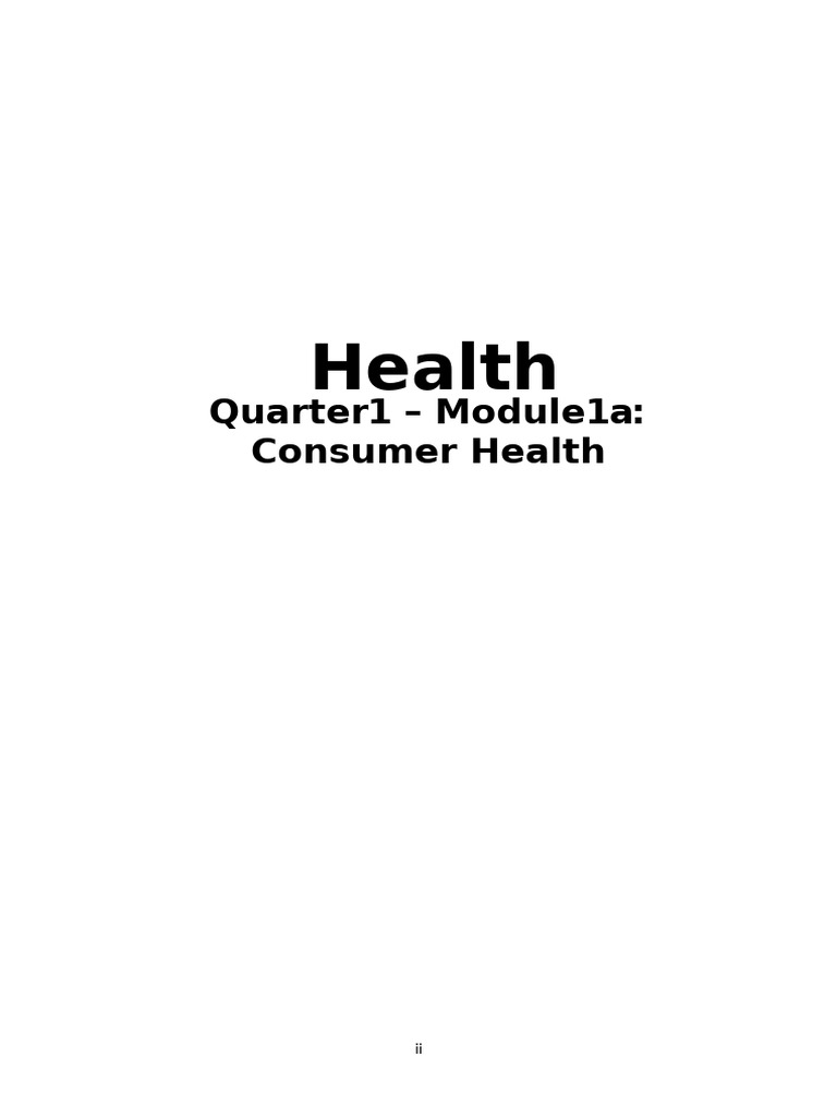 Consumer Health Guide for Grade 10 | PDF | Health Professional ...