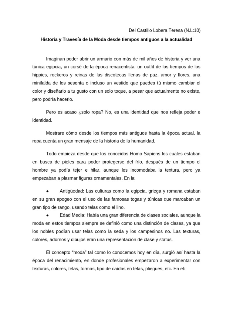 Evolución de la Moda a lo Largo de la Historia | PDF | Moda | Ropa