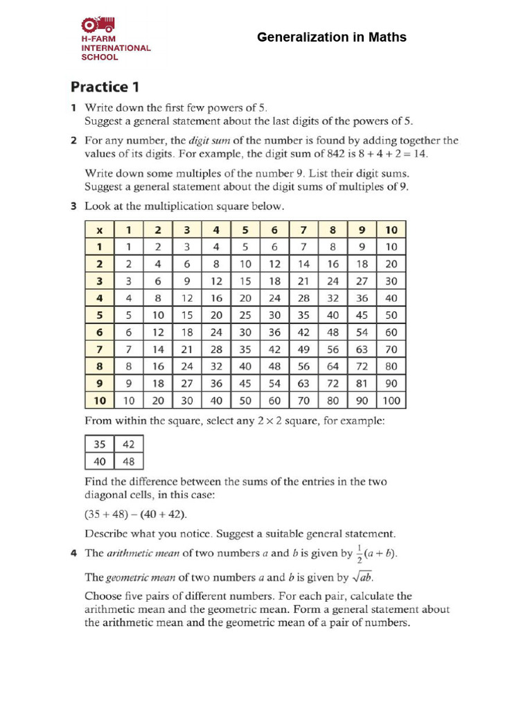 Generalization in Maths | PDF