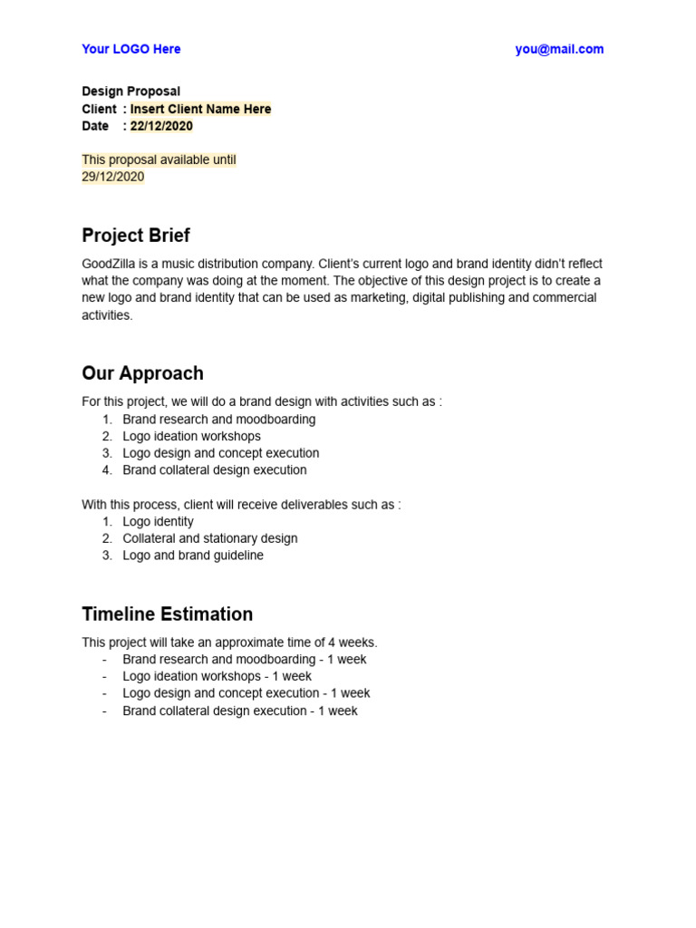 Proposal Template - Sit Talk Design | PDF | Investing | Business Economics