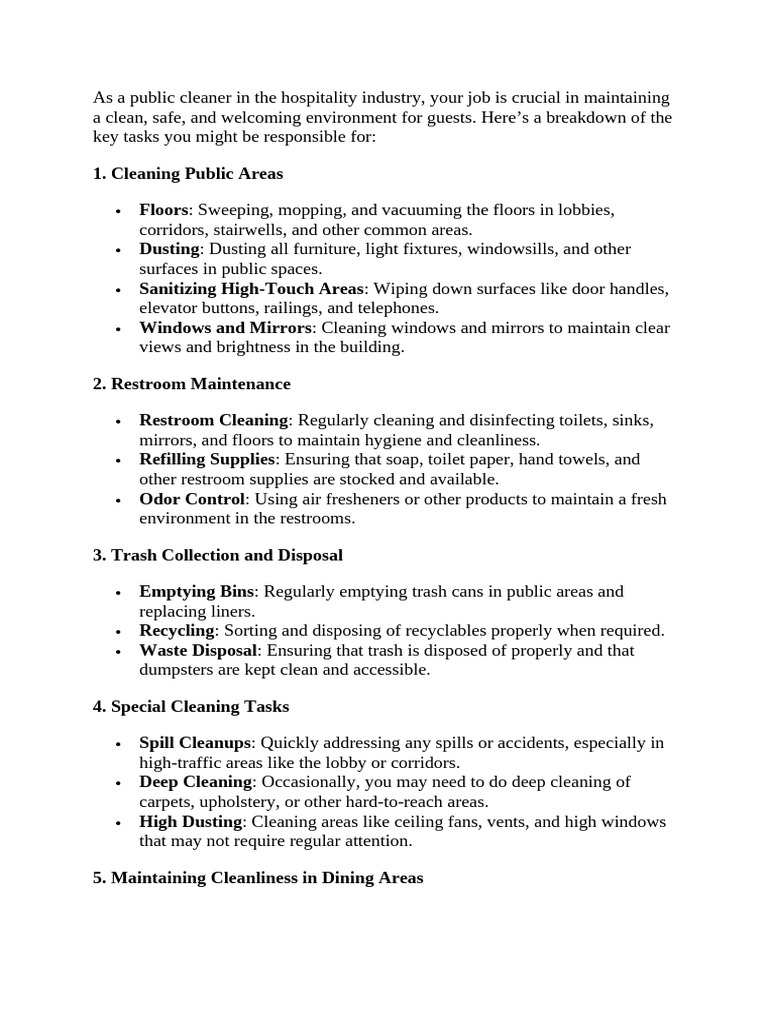 Common Task As A Public Cleaner | PDF | Public Toilet | Housekeeping