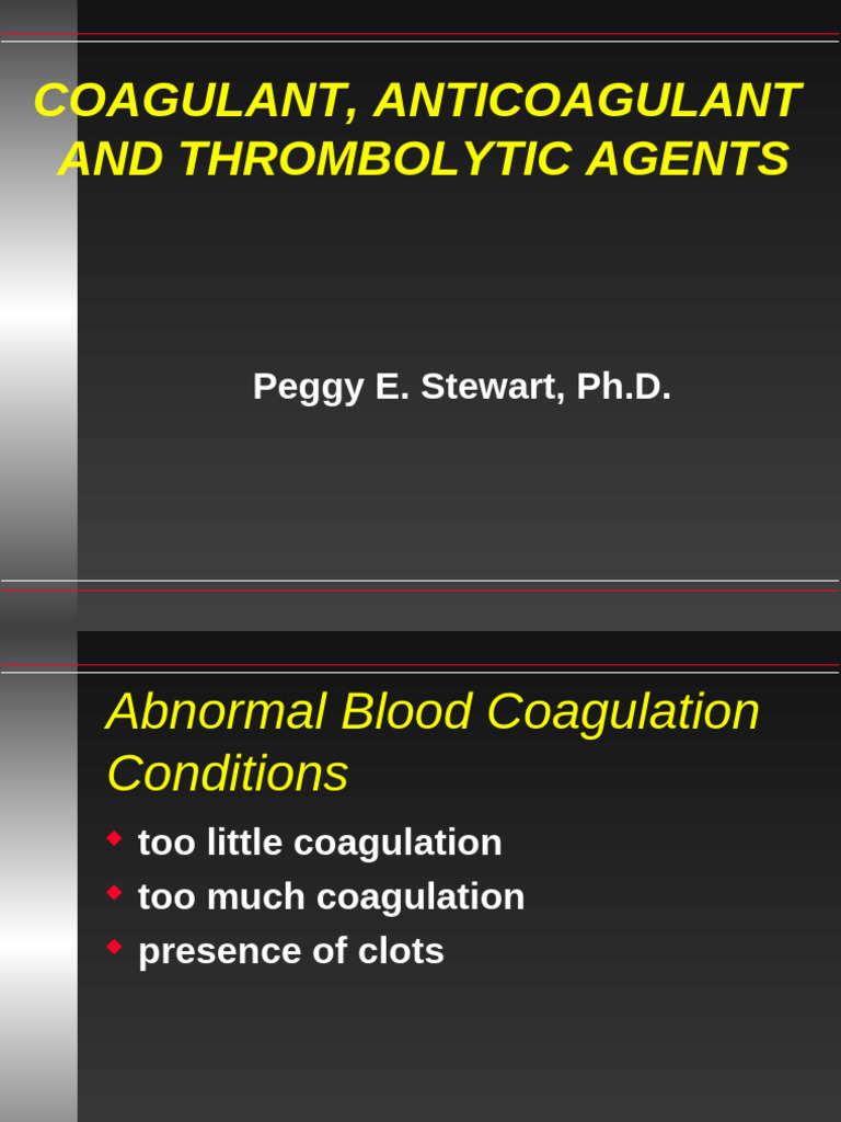 Coagulation and Anticoagulant Agents Guide | PDF | Coagulation | Platelet